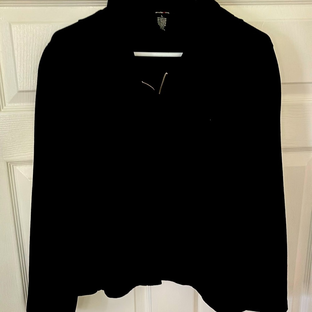 Style & Company Medium weight ruffle jacket with ruffle around the waist front